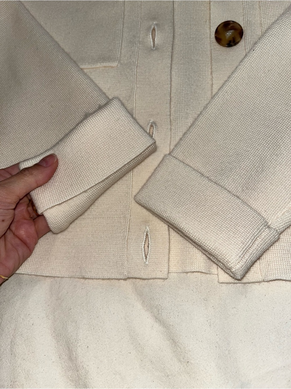 Sezane Cream Button-Up Knit Jacket - Picture 11 of 12